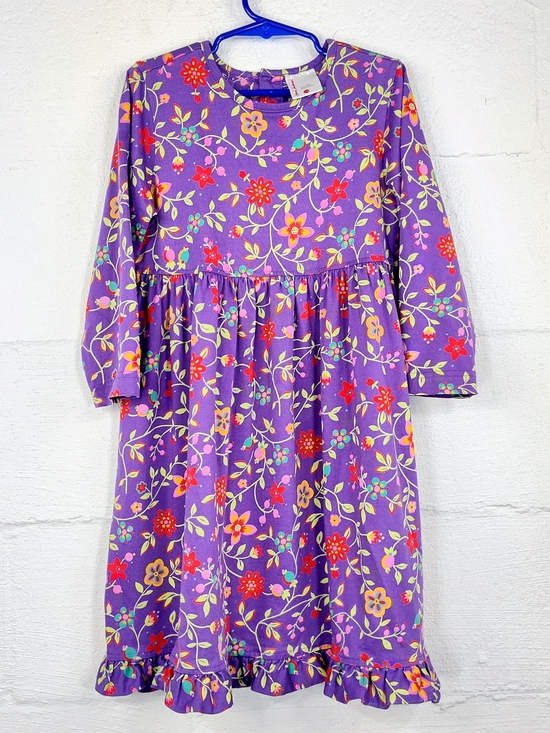 Hanna Andersson Other - Hanna Andersson Purple Floral Long-Sleeve Ruffle-Hem Dress